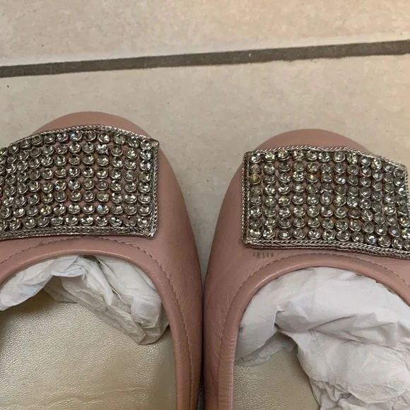 Ivanka Trump Blush Pink Crystal-Embellished Ballet Flats - Picture 3 of 4